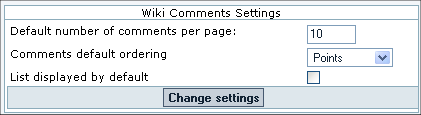 Wiki Comments Settings