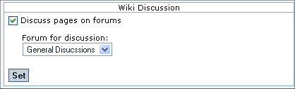 Wiki Discussion area of the Wiki Configuration page.