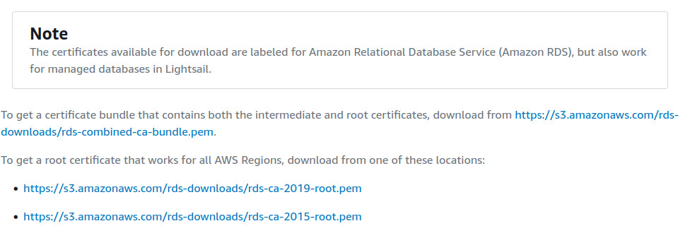 AWS LightSail root certificate